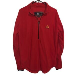 Y2K Nike ACG Sweater Red Thermal Layer 2 1/2 Zip Nike-Fir Fleece Pullover L